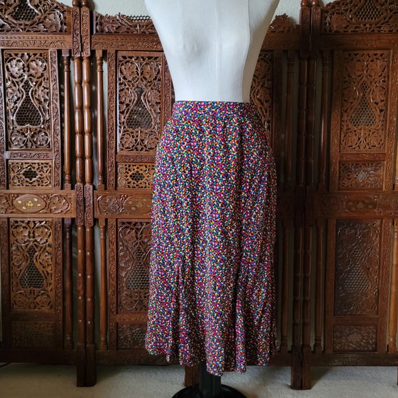 1980s Liz Claiborne Rainbow Colorful Confetti Skirt Set - Picture 12 of 16
